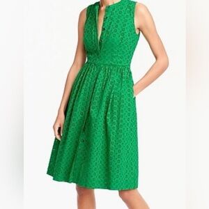 J. Crew Factory Warm Clover NWOT kelly green eyelet slvlss buttn dwn drss SZ XXL